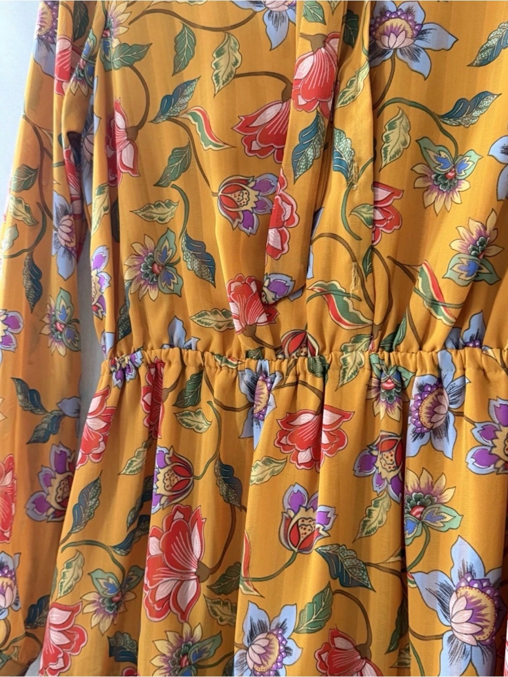 Nanette Lepore Mustard Floral Tie-Neck Dress - Picture 5 of 7